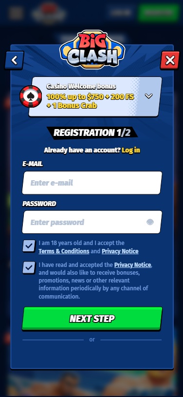 big clash sign up