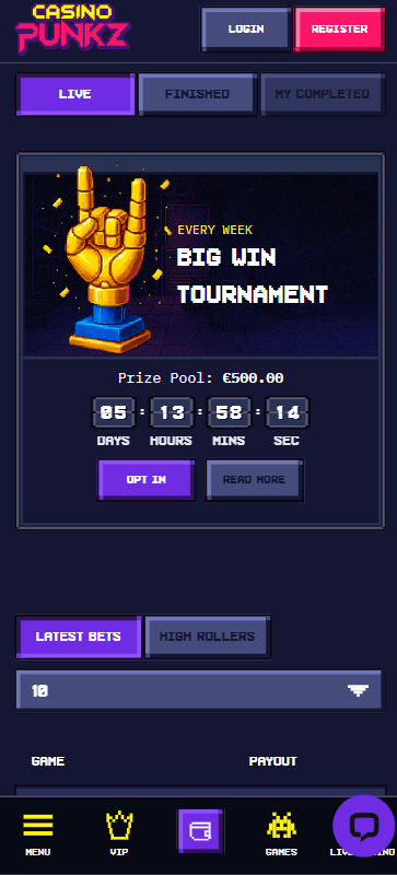 casino punkz live tournaments