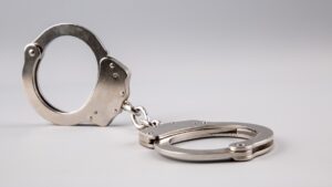 Handcuffs used to clamp suspects.