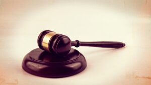A judge's gavel used in court.