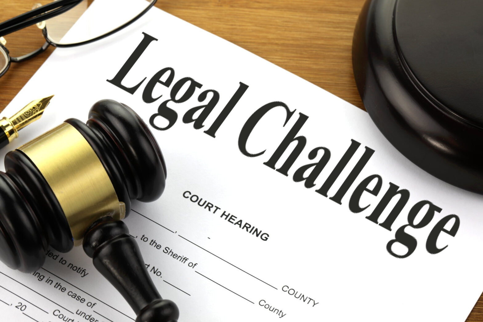 Some paperwork with a legal challenge.