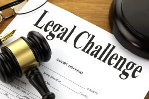 Some paperwork with a legal challenge.