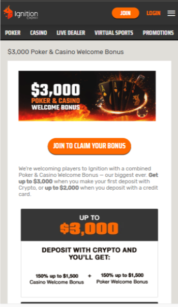 Ignition Poker Welcome Bonus