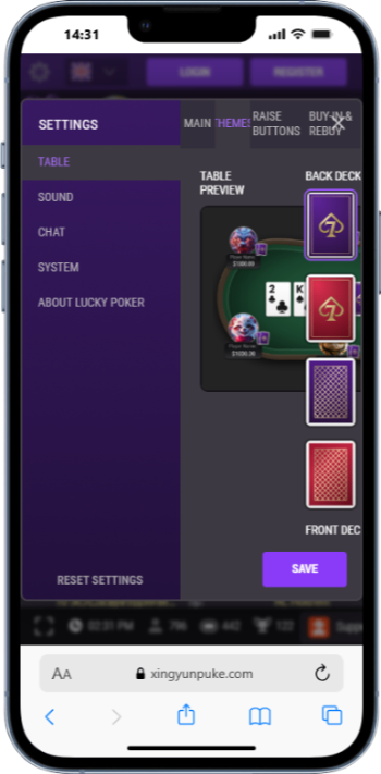 Lucky Poker Table Themes
