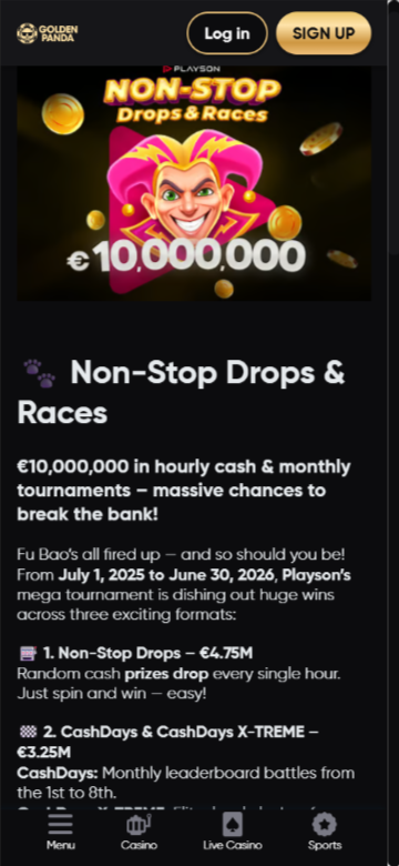 golden panda slot tournaments