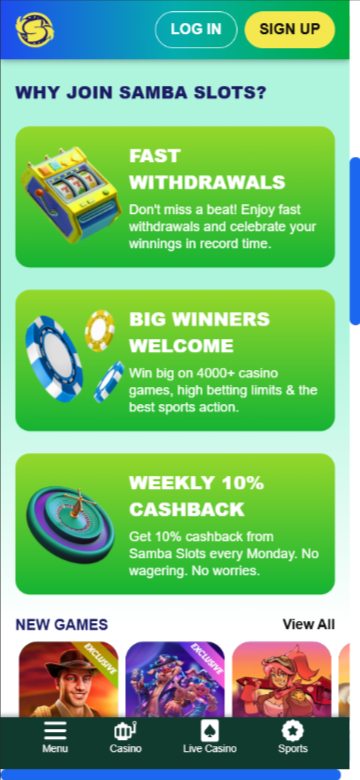 samba slots homepage