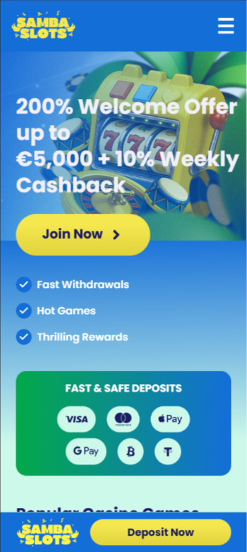 samba slots welcome banner