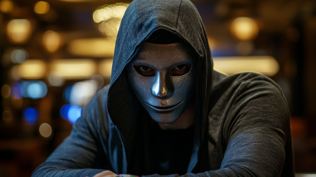 A masked poker player