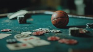 A poker table and a basketball