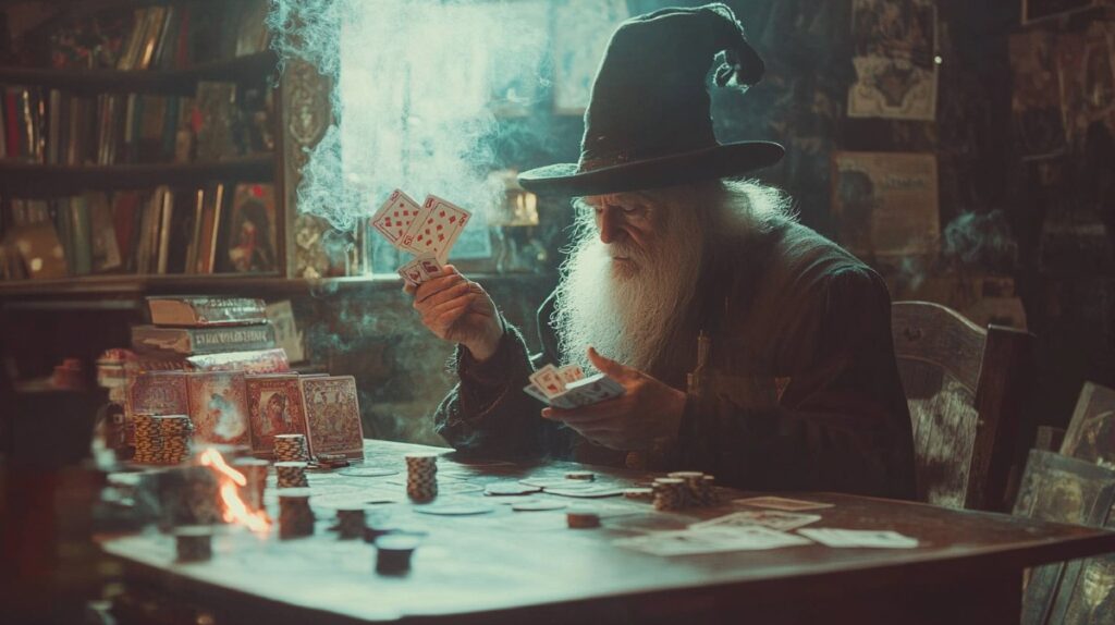 A wizard plays poker
