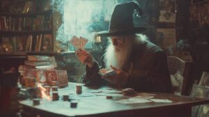 A wizard plays poker