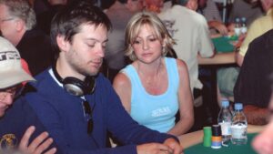 A photo of Tobey Maguire playing poker in the early 2000s.