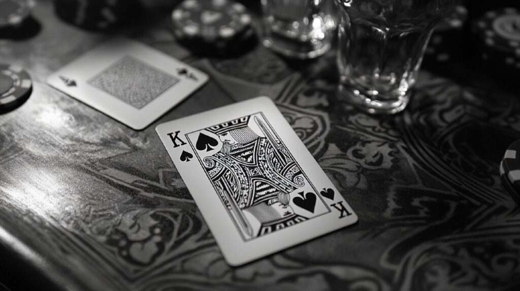 Cards and drinks on a table