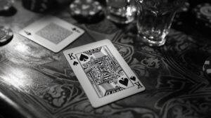 Cards and drinks on a table