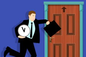 A man is late for work