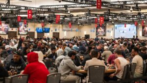 A photo of the 2025 WSOP tournament floor in Las Vegas.