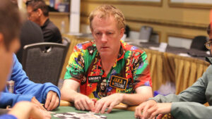 Irish poker pro Dara O'Kearney playing in the 2024 WSOP main event.