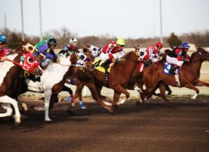 A photo of a horse race.