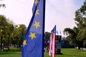 USA and Europe flags in the Ryder Cup