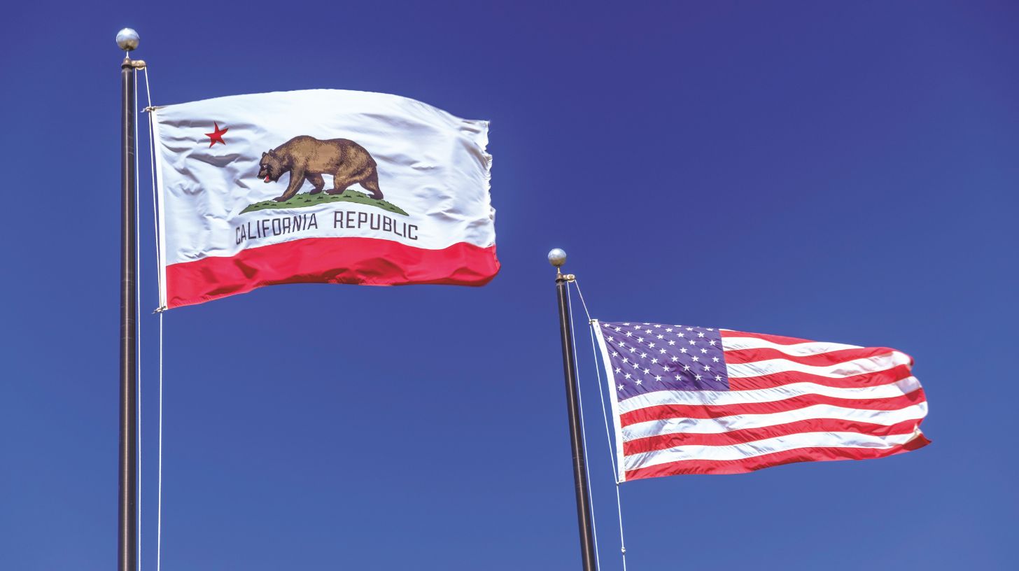The California and U.S. flags