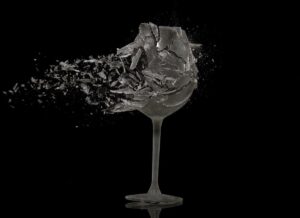A glass shattering