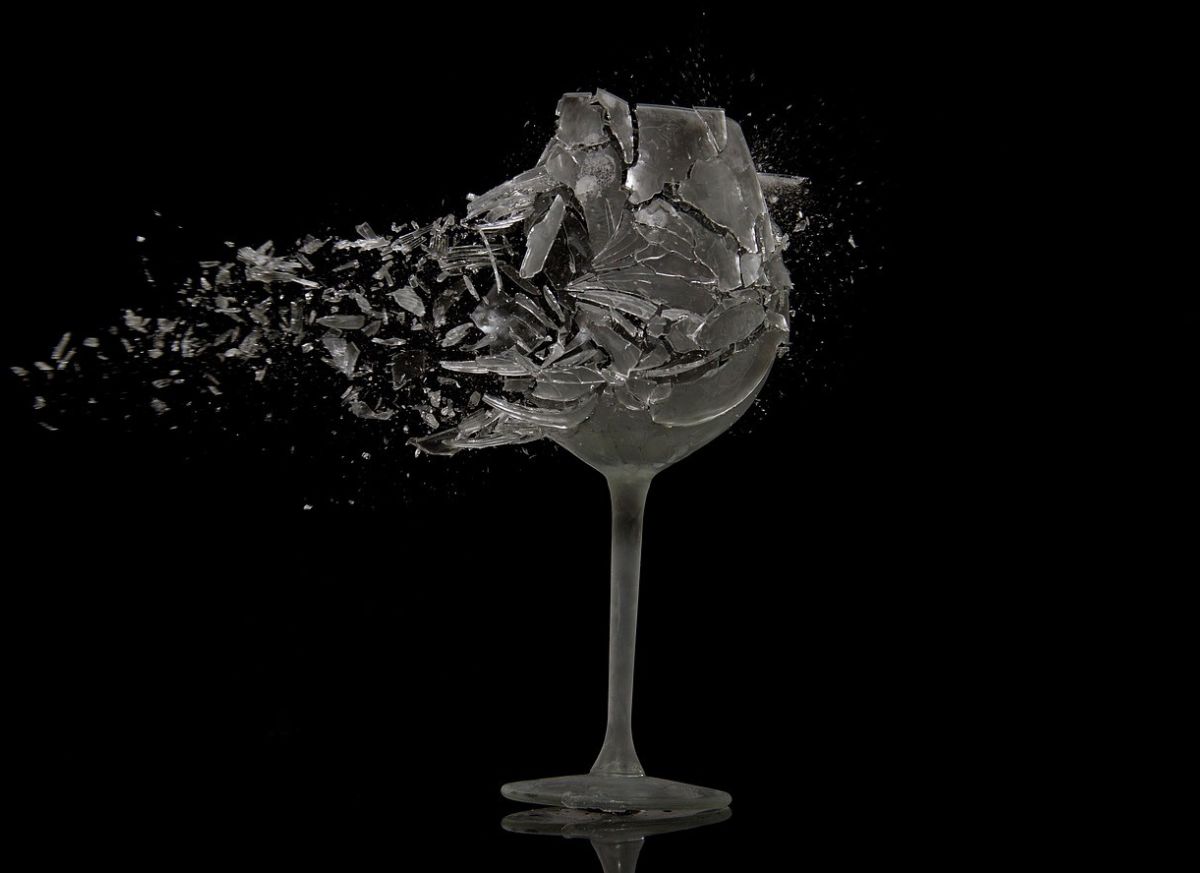 A glass shattering