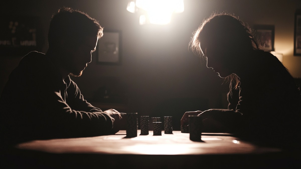 Two players battling in heads-up poker