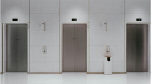 A bank of elevators