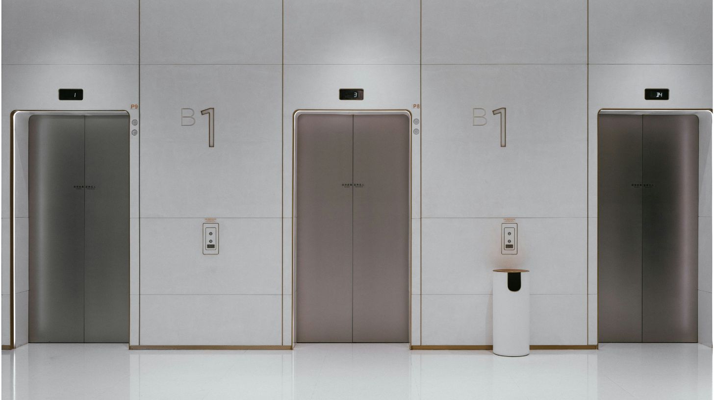 A bank of elevators