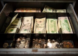 A cash drawer