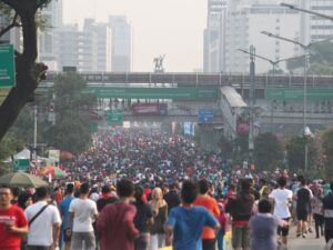 A crowd in Jakarta, Indonesia