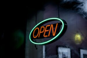 An 'Open' sign at a business