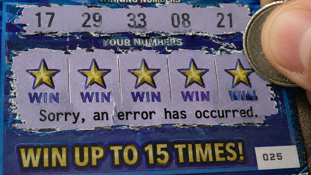 A lottery ticket displaying an error message.