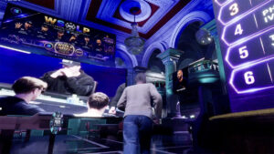 Screenshot showing WSOLP's virtual recreation of the WSOP Mothership stage