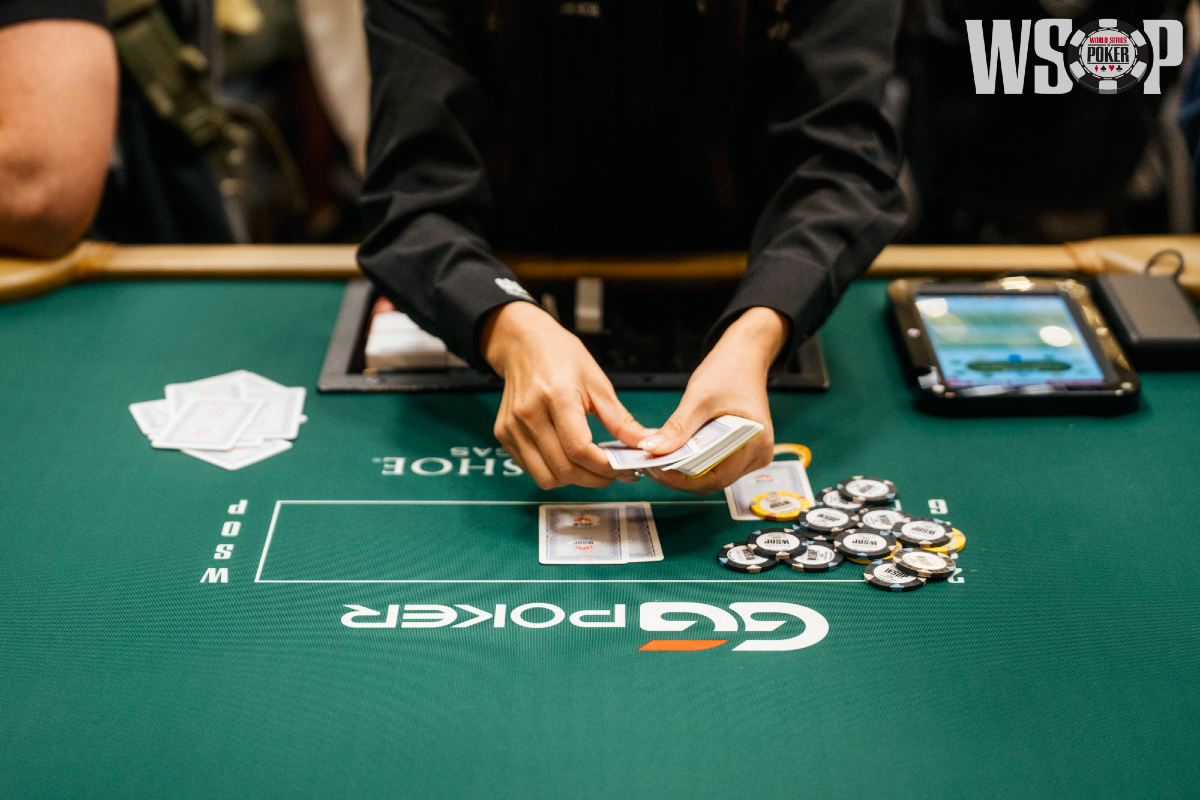 A hand in progress at the WSOP