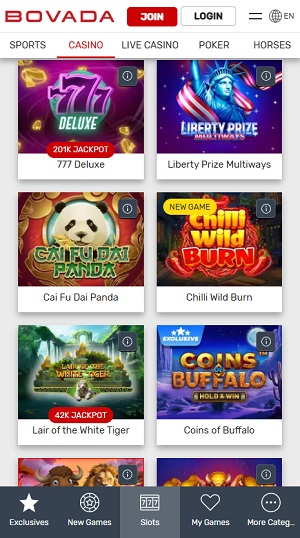 Bovada Casino Games