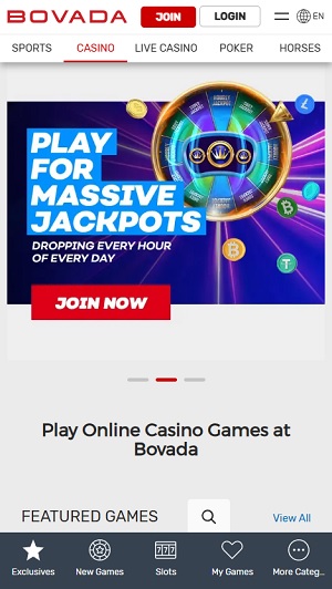 Bovada Casino Homepage
