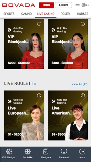 Bovada Casino Live Games