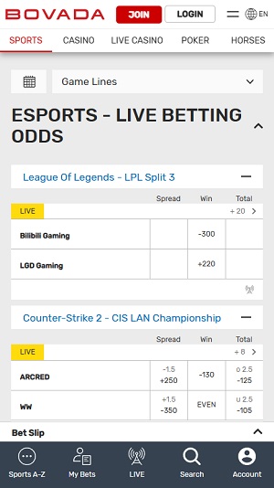 Bovada Esports