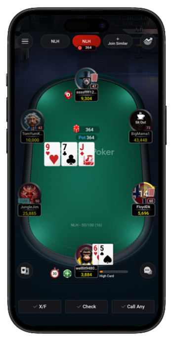 The flop on a poker board