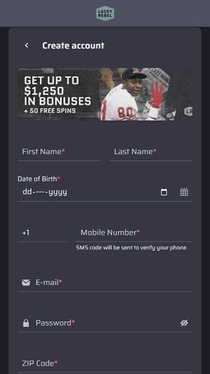 Lucky Rebel Sign Up