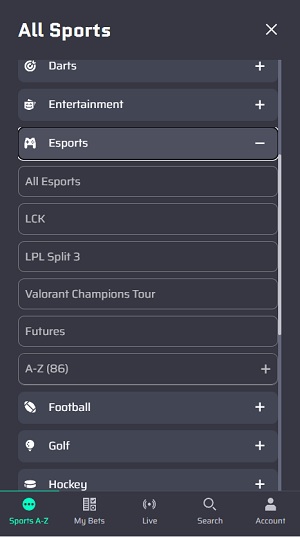Lucky Rebel Sports List