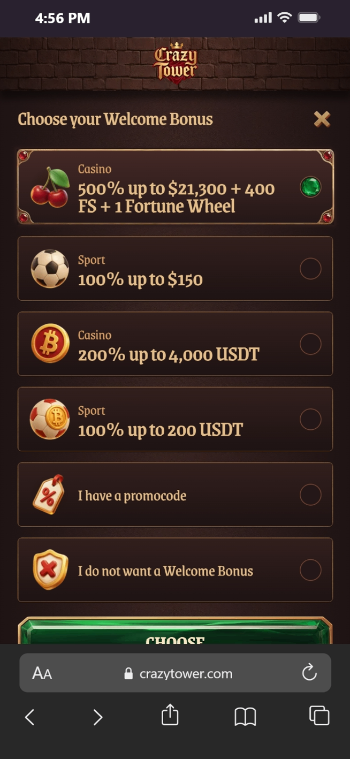 New Casinos in Canada CrazyTower Welcome Bonus