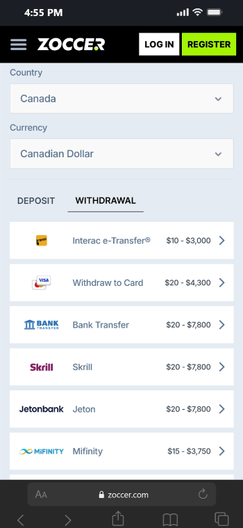 New Casinos in Canada Zoccer Withdrawal Options