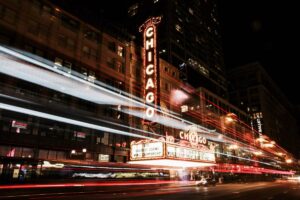 A sign for a Chicago theater