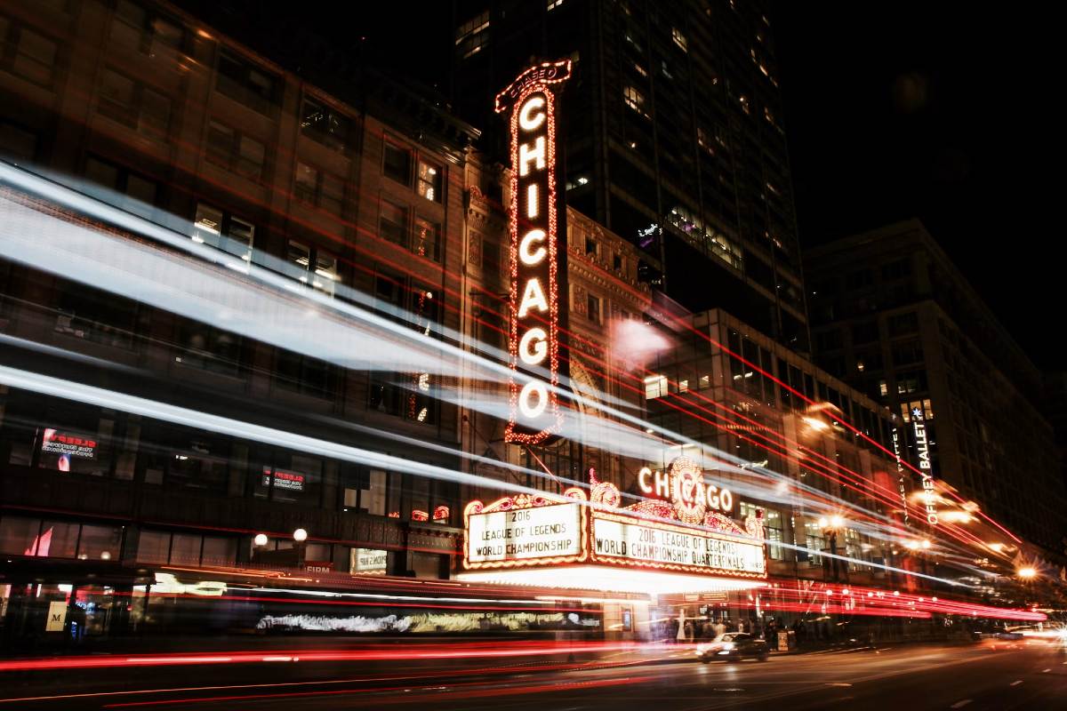 A sign for a Chicago theater