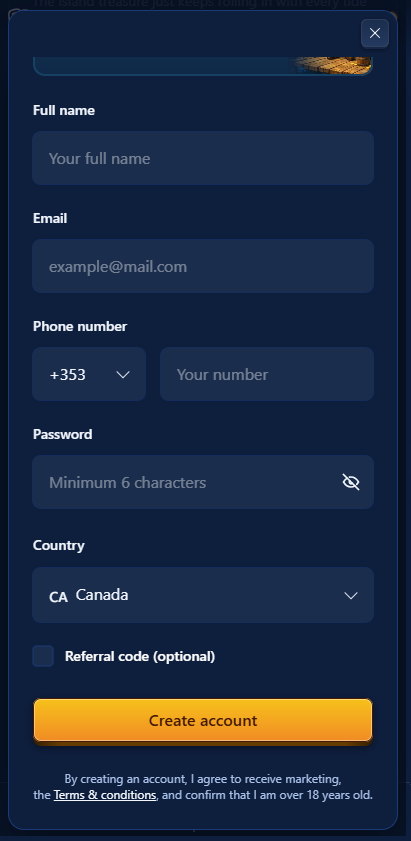 winnerisland sign up