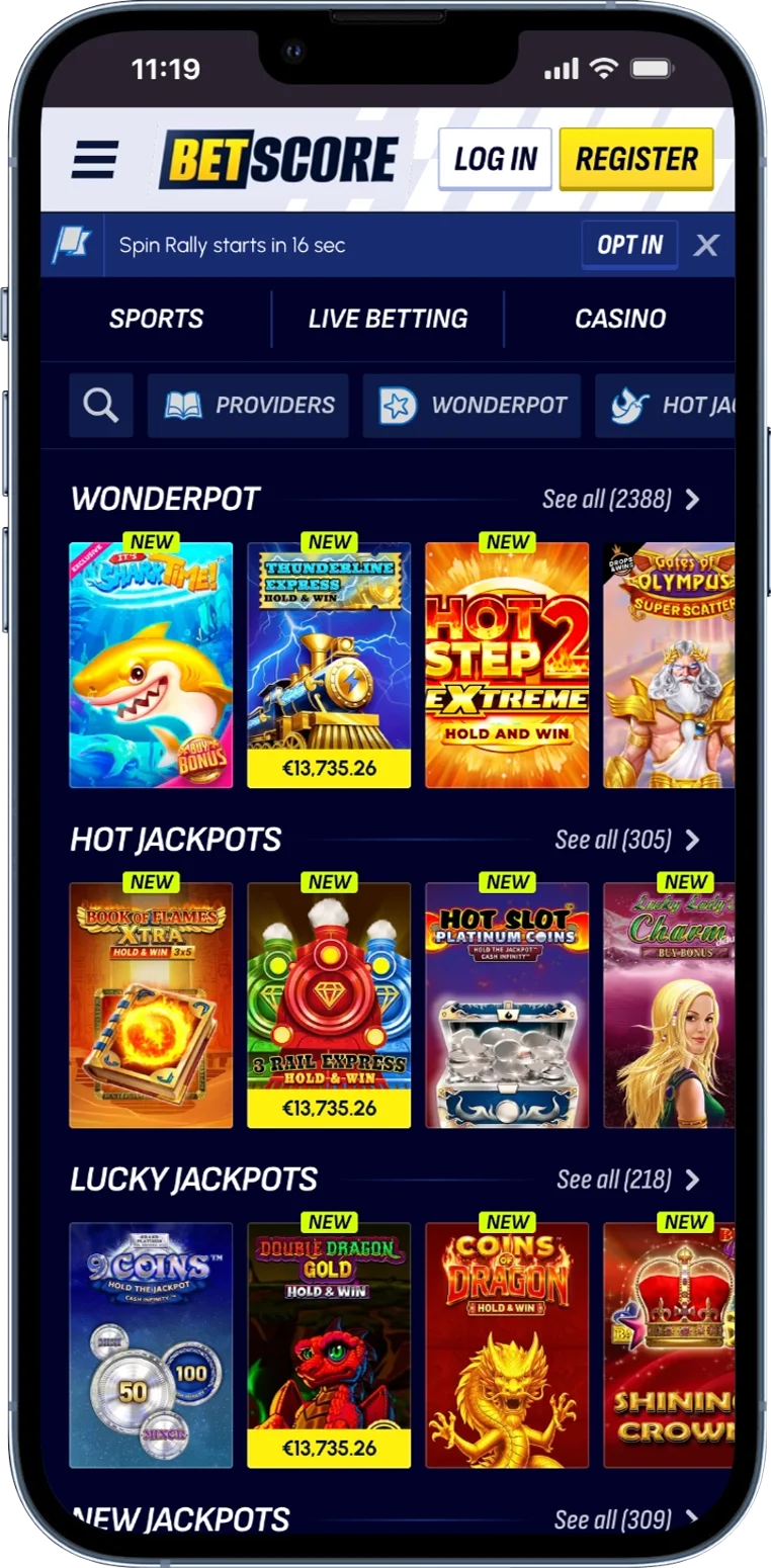 BetScore jackpots