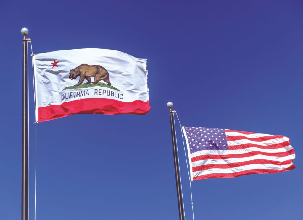 California and U.S. flags