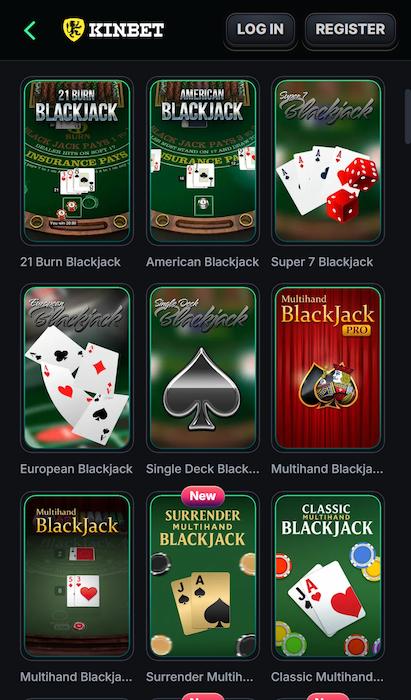 KinBet RNG blackjack